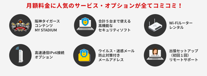 月額料金に人気のサービス・オプションがすべてコミコミ！